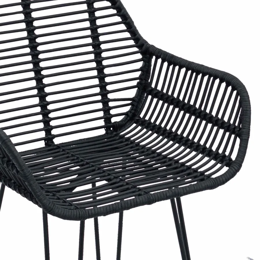 Chaise de bar 2 pcs 55 x 52 x 92 cm Rotin et métal - 9