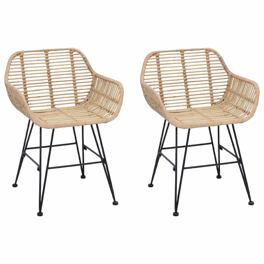 Chaise de salle à manger 2 pcs Rotin et métal Naturel - 2