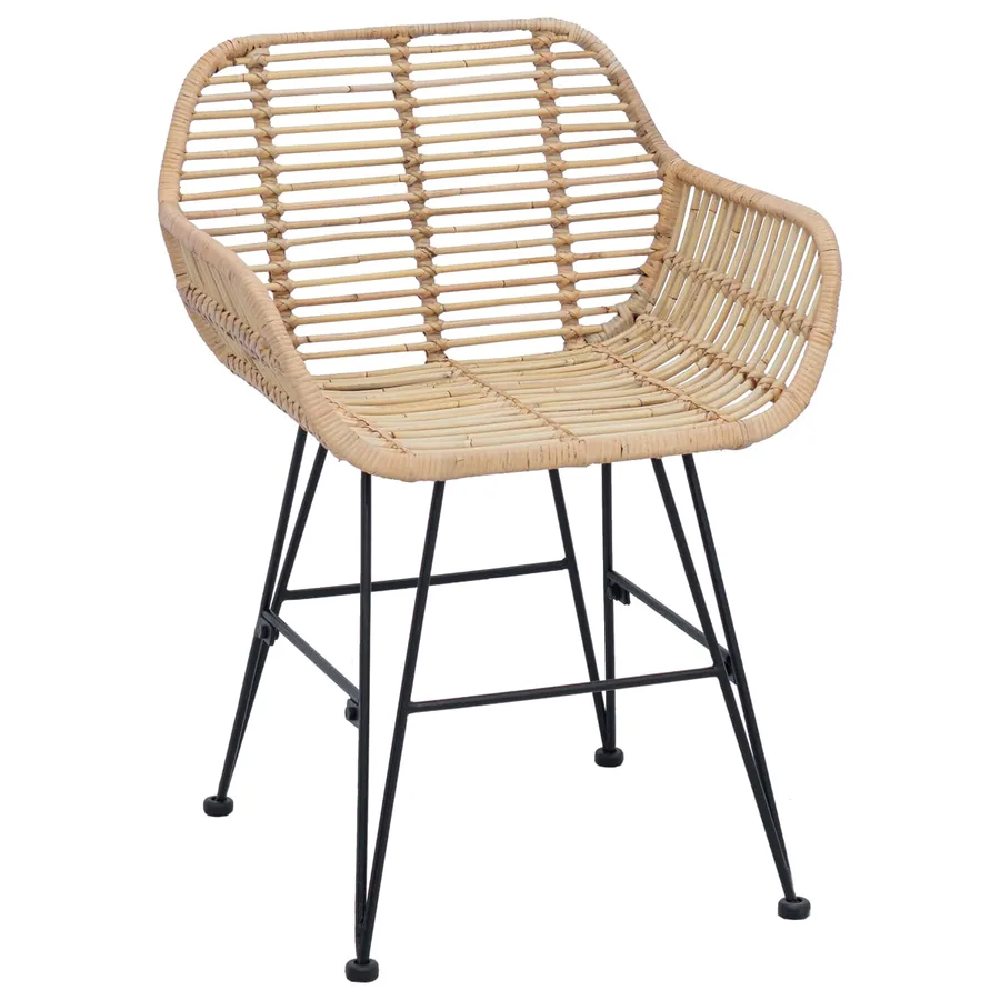 Chaise de salle à manger 2 pcs Rotin et métal Naturel - 4