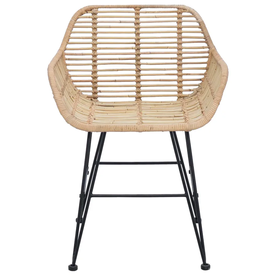 Chaise de salle à manger 2 pcs Rotin et métal Naturel - 5