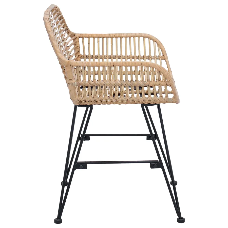 Chaise de salle à manger 2 pcs Rotin et métal Naturel - 6