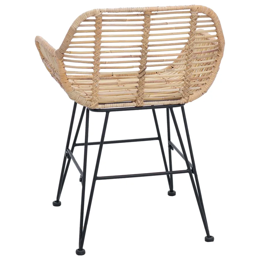 Chaise de salle à manger 2 pcs Rotin et métal Naturel - 7