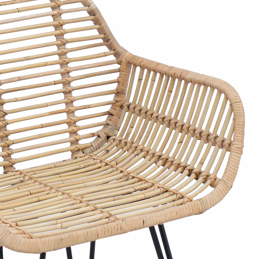 Chaise de salle à manger 2 pcs Rotin et métal Naturel - 9
