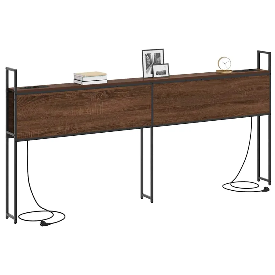 Headboard de Rangement avec Station de Charge Chêne marron - 3