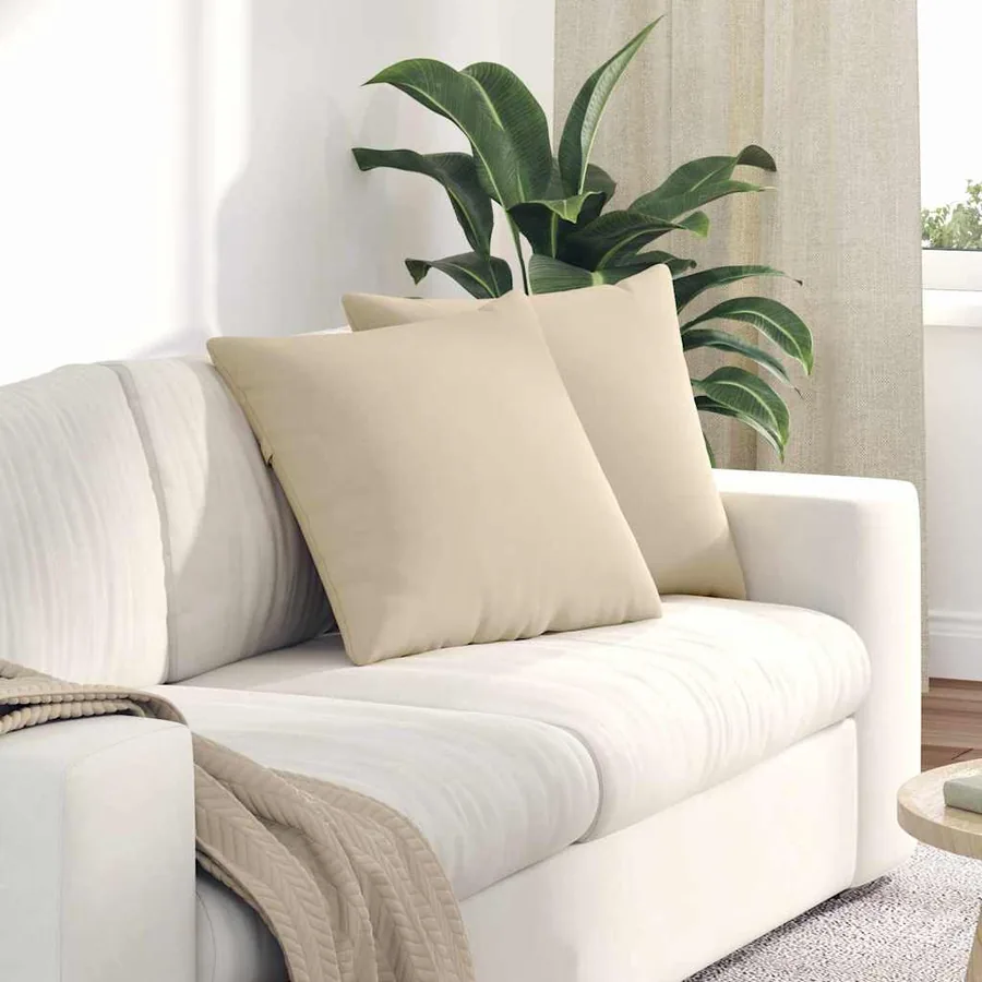 Coussins de canapé 2 pcs Crème 50 x 50 cm tissu