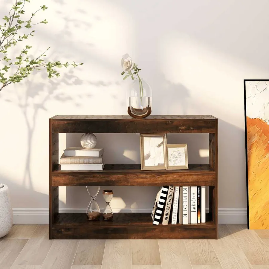 Bibliothèque/Séparateur de pièce chêne fumé 100x30x72 cm - 6