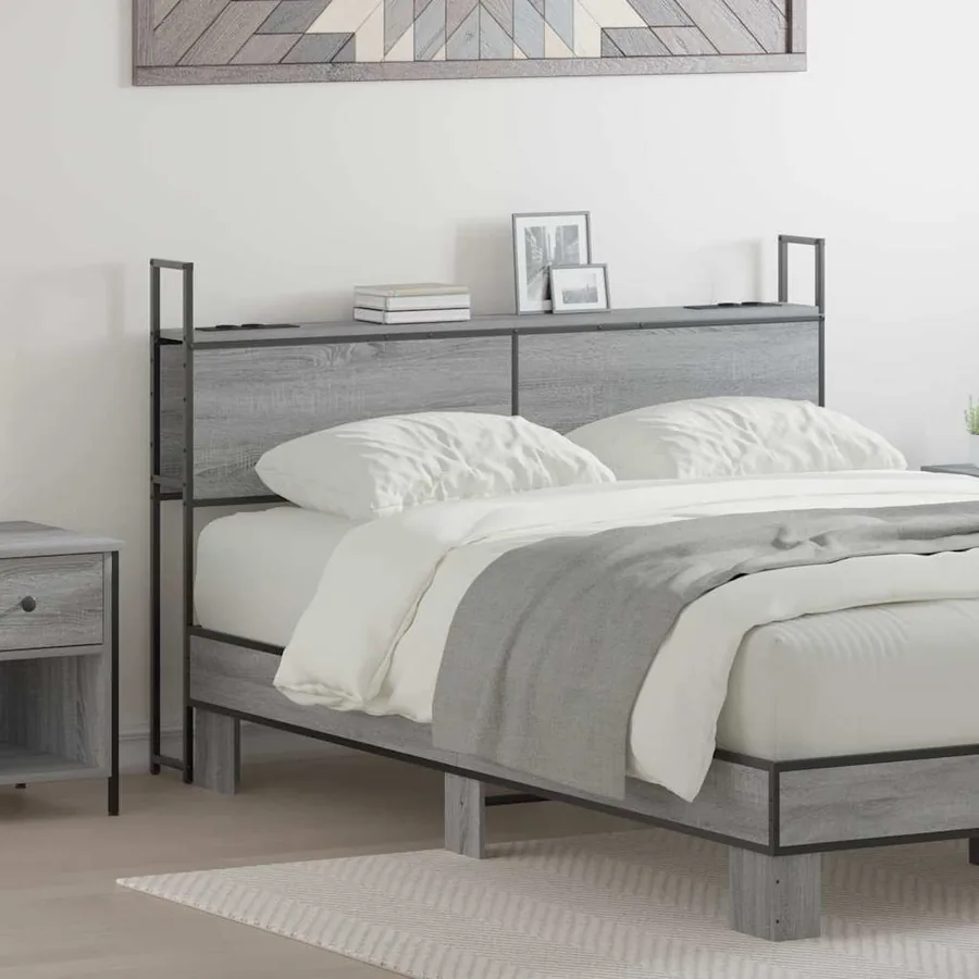Headboard de Rangement avec Station de Charge Sonoma gris