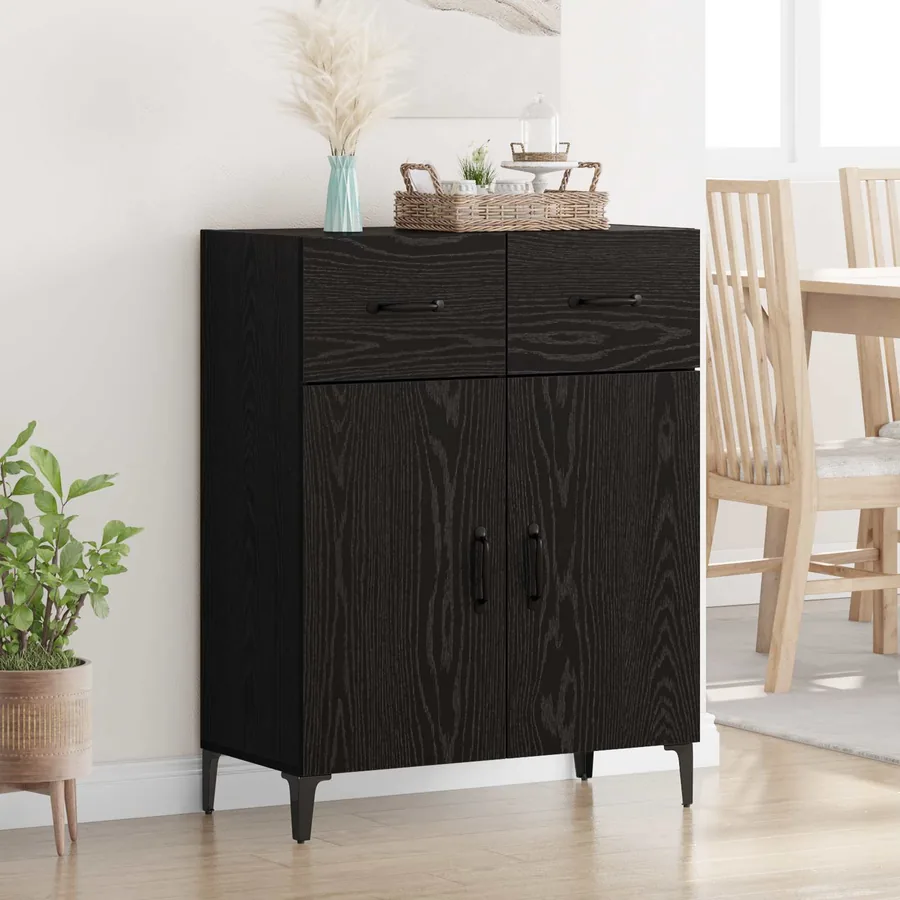 Buffet Chêne noir 69,5 x 34 x 90 cm Bois d'ingénierie