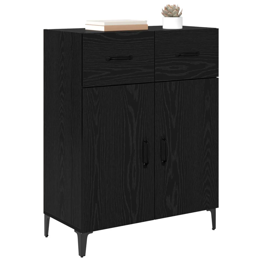 Buffet Chêne noir 69,5 x 34 x 90 cm Bois d'ingénierie - 3