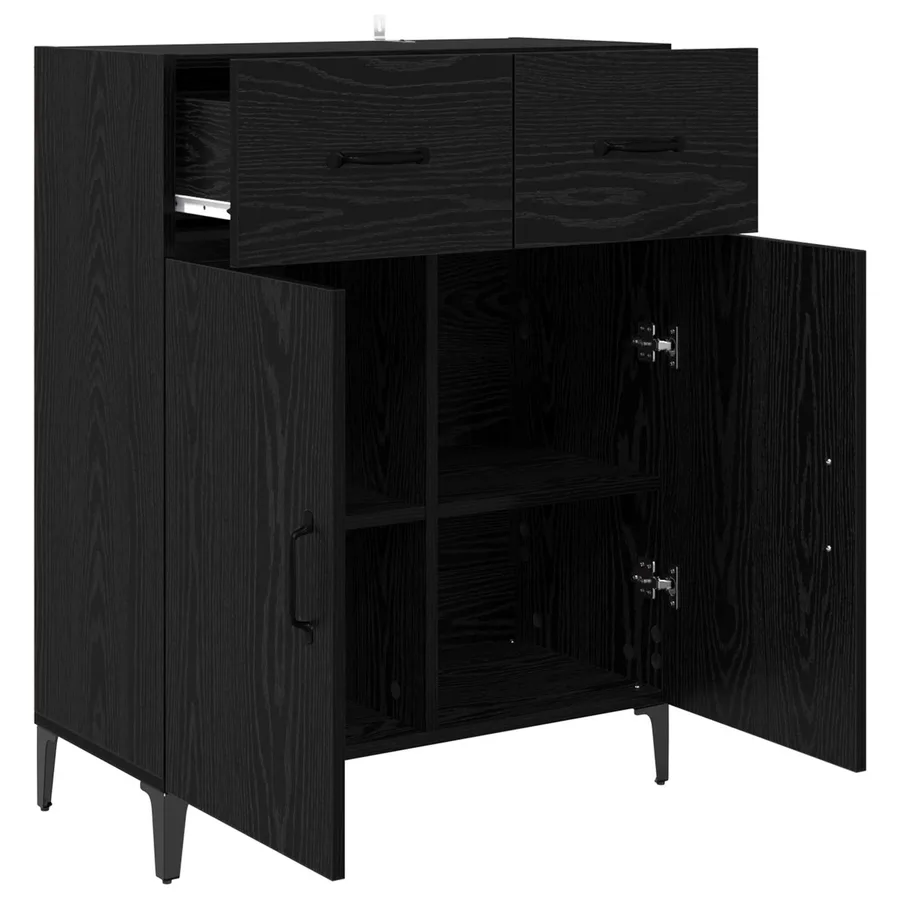 Buffet Chêne noir 69,5 x 34 x 90 cm Bois d'ingénierie - 5