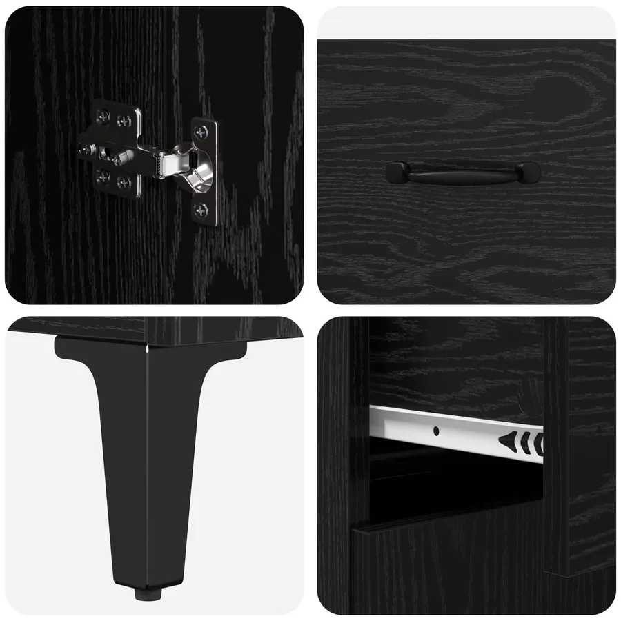 Buffet Chêne noir 69,5 x 34 x 90 cm Bois d'ingénierie - 9
