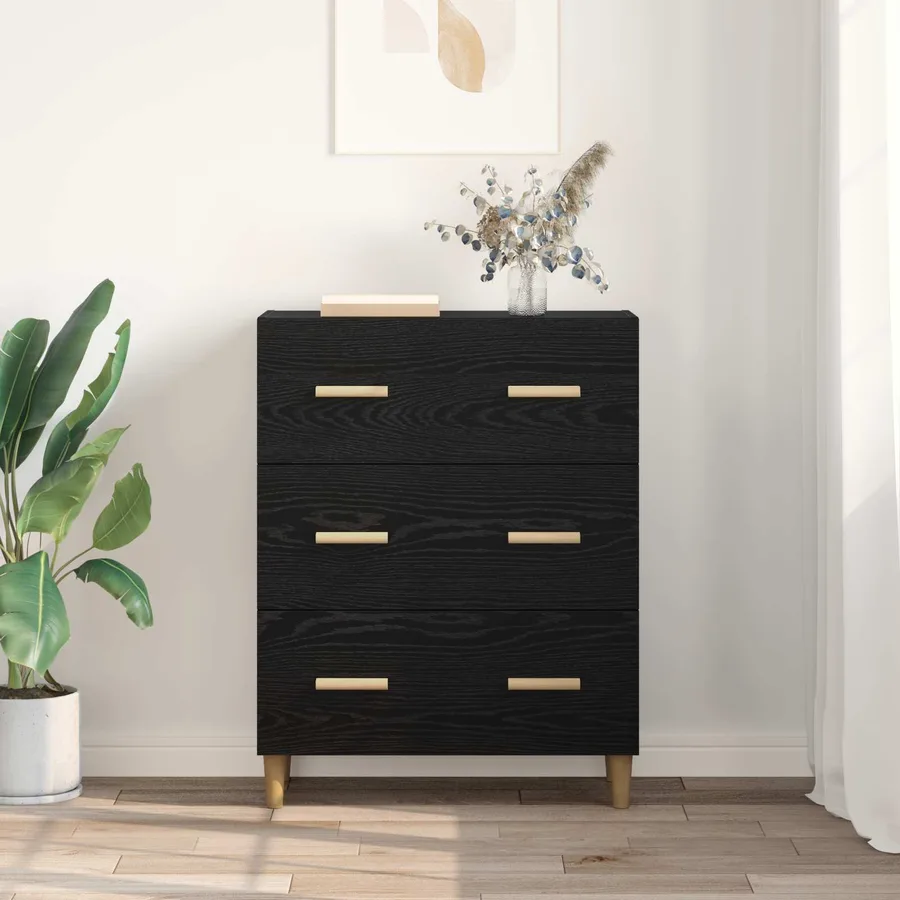 Buffet Chêne noir 69,5 x 34 x 90 cm Bois d'ingénierie - 4
