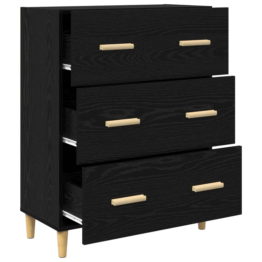 Buffet Chêne noir 69,5 x 34 x 90 cm Bois d'ingénierie - 5