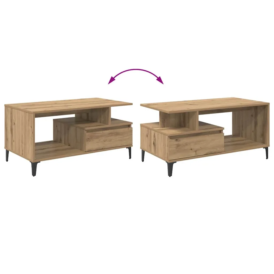 Table basse Chêne artisanal 90 x 49 x 45 cm Bois d'ingénierie - 11