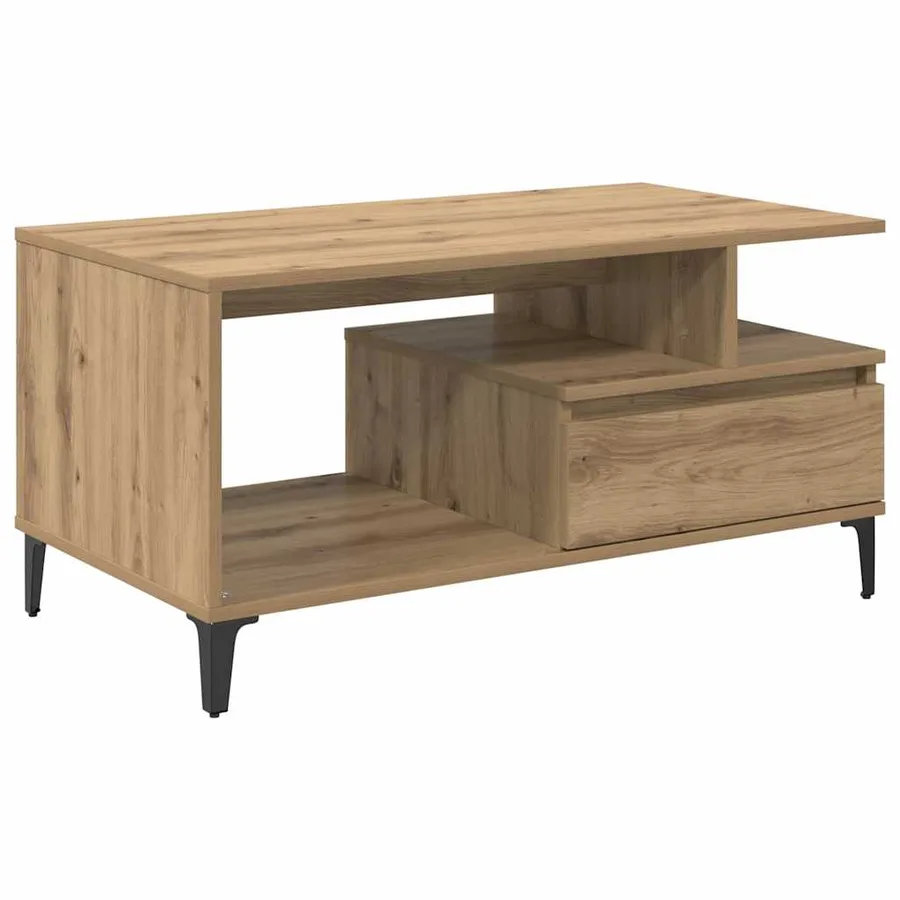 Table basse Chêne artisanal 90 x 49 x 45 cm Bois d'ingénierie - 2
