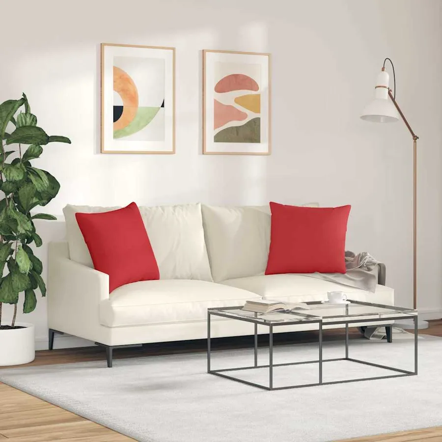 Coussins de canapé 2 pcs Rouge 50 x 50 cm tissu - 4