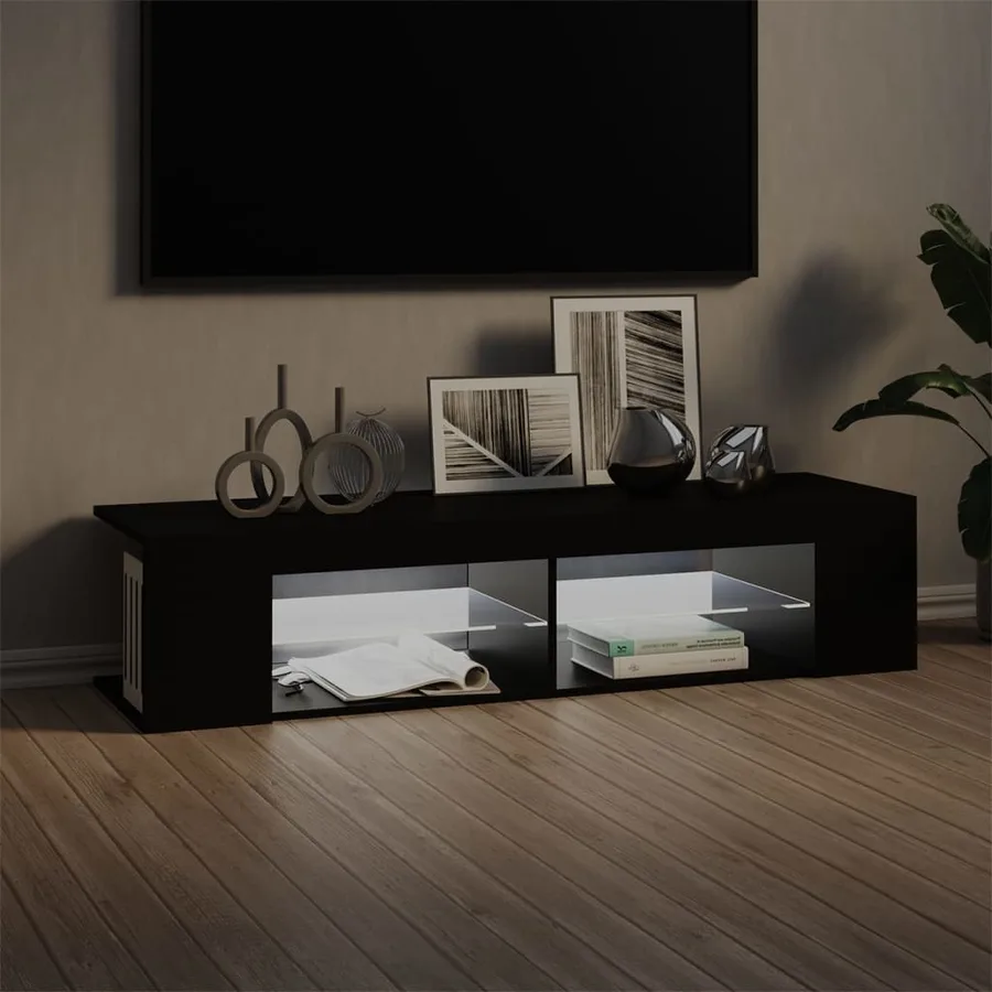 Meuble TV avec lumières LED noir 135x39x30 cm - 3