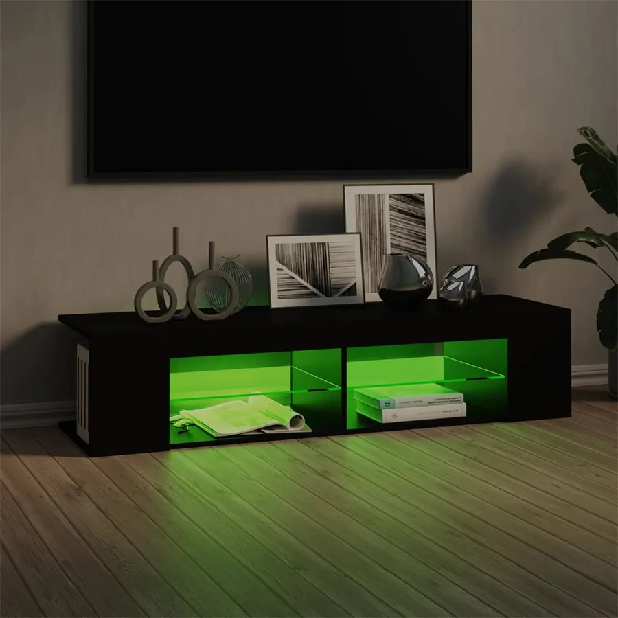 Meuble TV avec lumières LED noir 135x39x30 cm - 4
