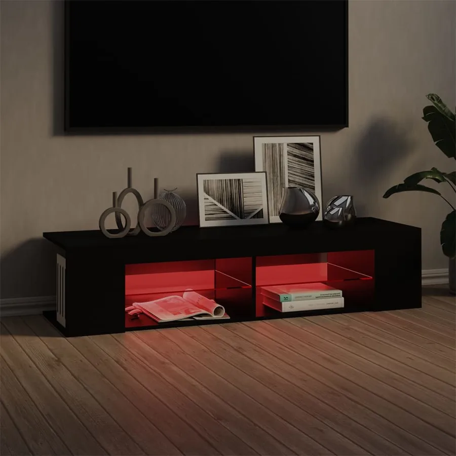 Meuble TV avec lumières LED noir 135x39x30 cm - 5