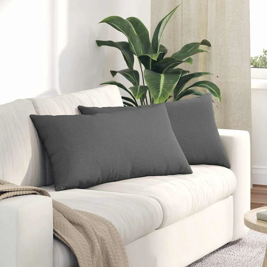 Coussins de canapé 2 pcs Gris foncé 80 x 40 cm tissu