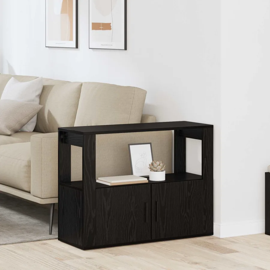 Buffet Chêne noir 80 x 30 x 60 cm Bois d'ingénierie