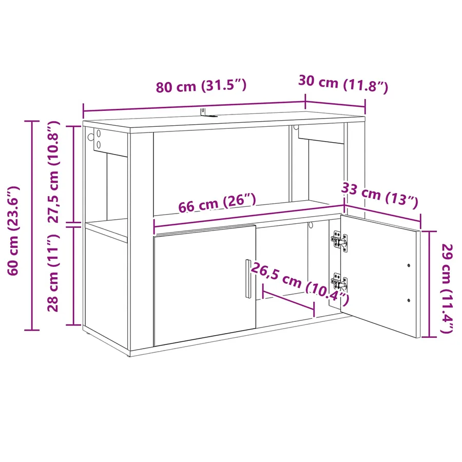 Buffet Chêne noir 80 x 30 x 60 cm Bois d'ingénierie - 13