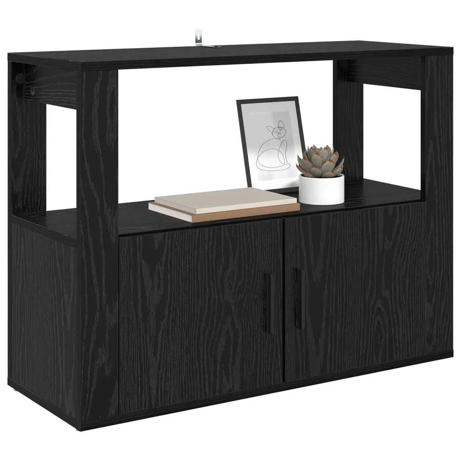 Buffet Chêne noir 80 x 30 x 60 cm Bois d'ingénierie - 3