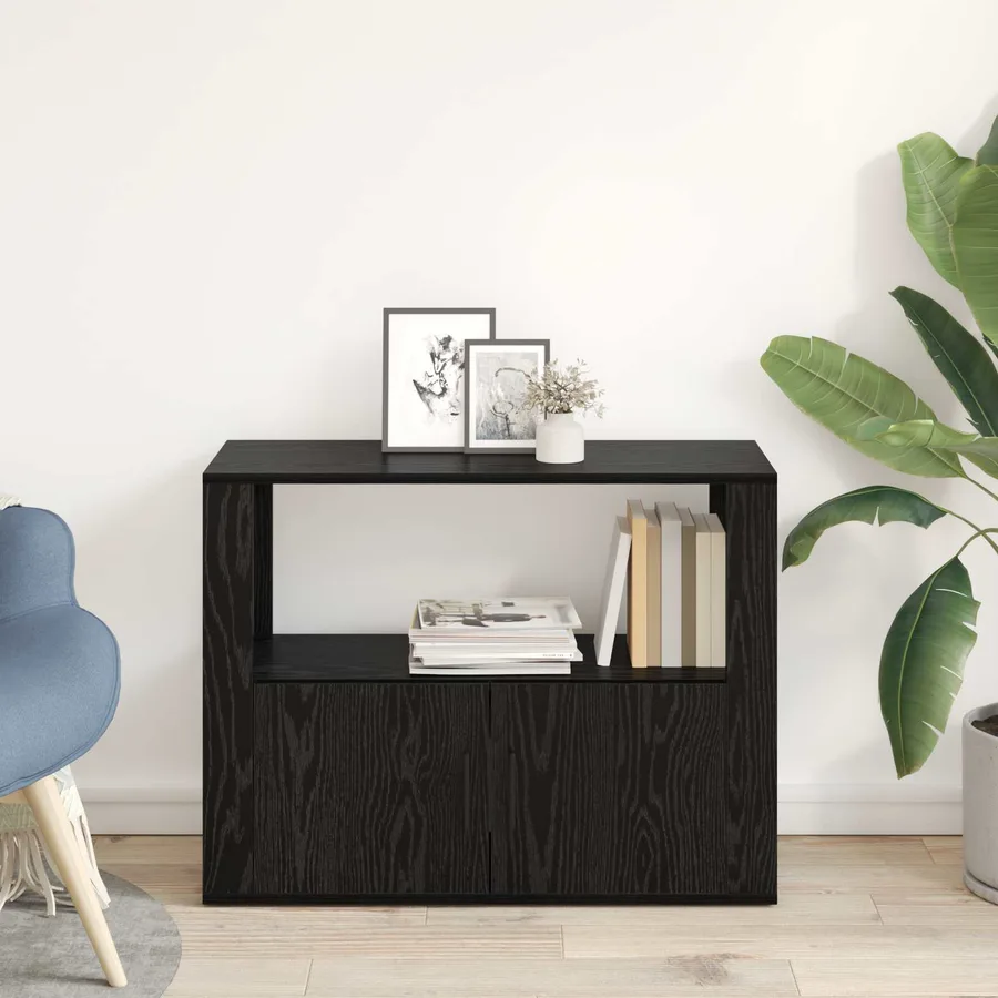 Buffet Chêne noir 80 x 30 x 60 cm Bois d'ingénierie - 4