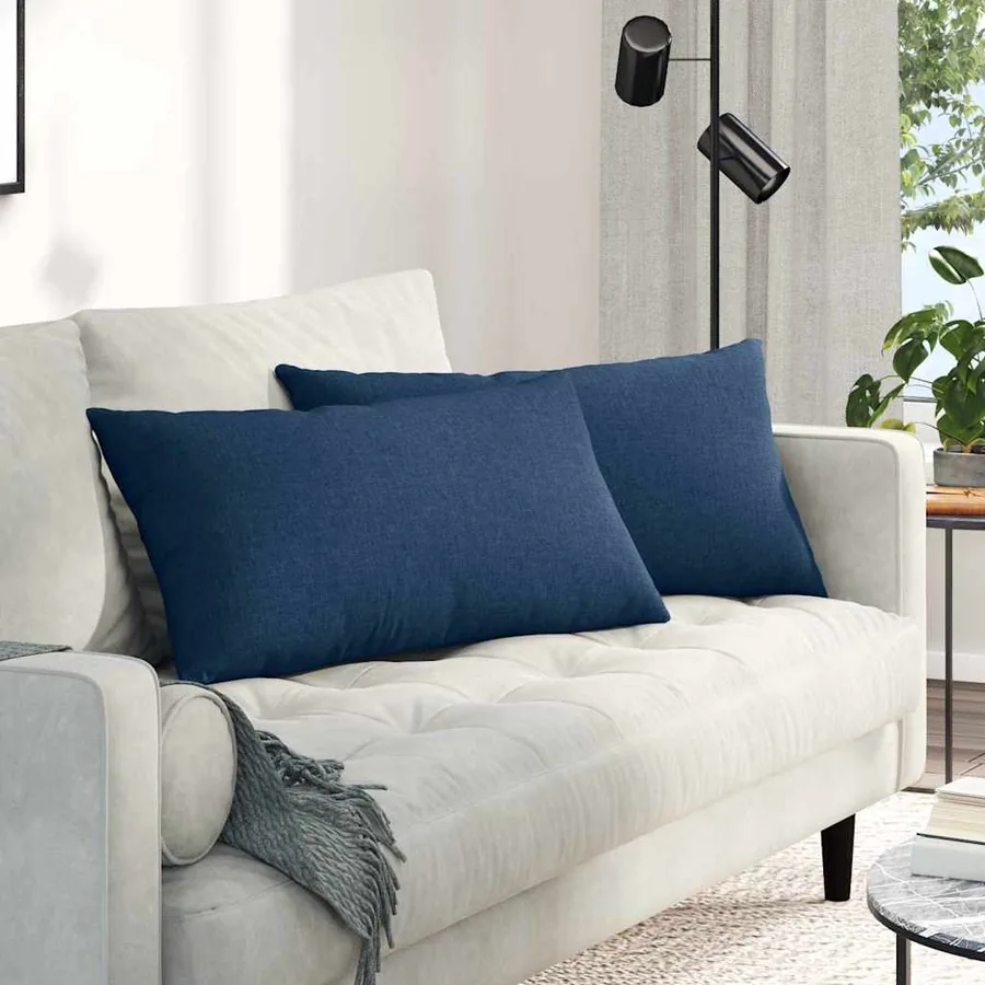 Coussins de canapé 2 pcs Bleu 80 x 40 cm tissu