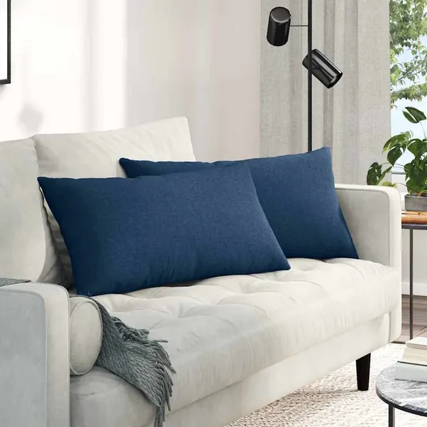 Coussins de canapé 2 pcs Bleu 80 x 40 cm tissu
