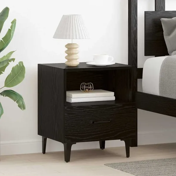 Cabinet de chevet avec tiroir Chêne noir 40 x 35 x 47.5 cm