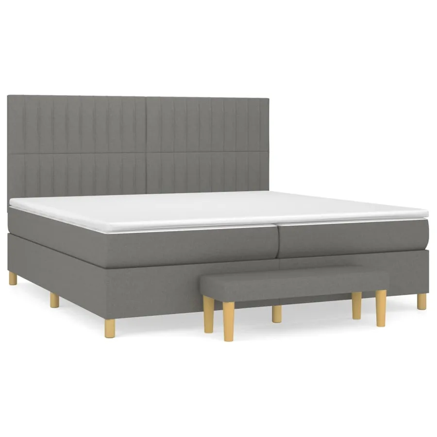 Sommier à lattes de lit avec matelas Gris foncé 200x200cm Tissu - 2