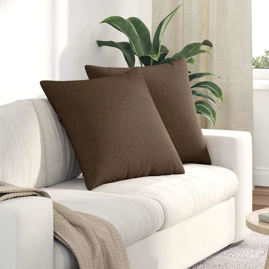 Coussins de canapé 2 pcs Marron 80 x 80 cm tissu