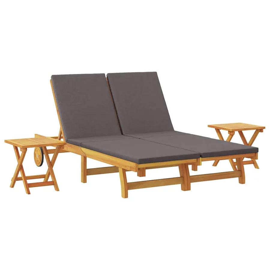 Transat avec coussin Gris foncé Bois d'Acacia Massif - 2