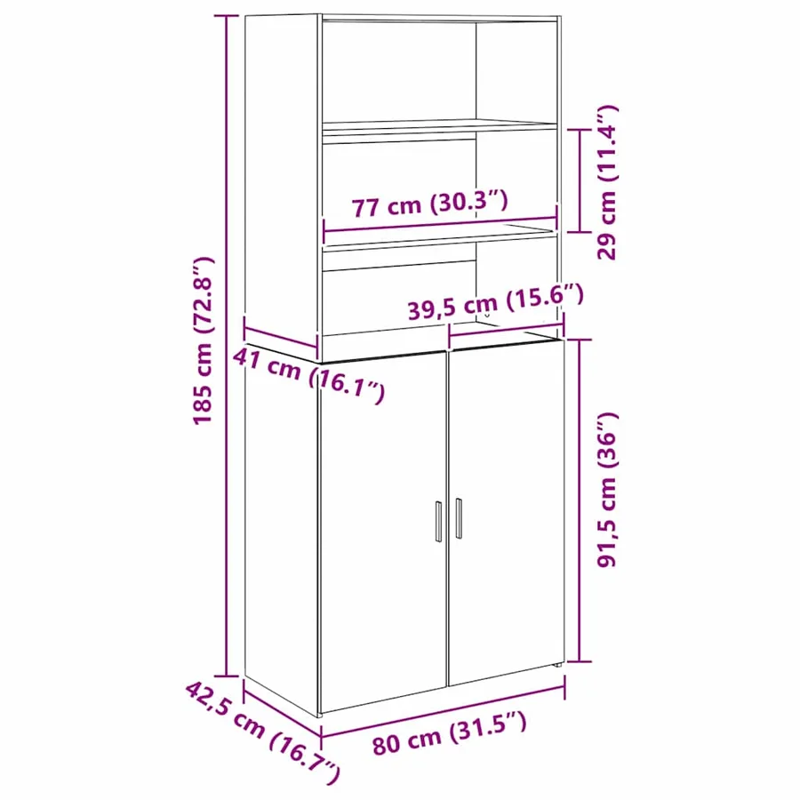 Haut Armoire Chêne artisanal 80 x 42,5 x 185 cm - 14