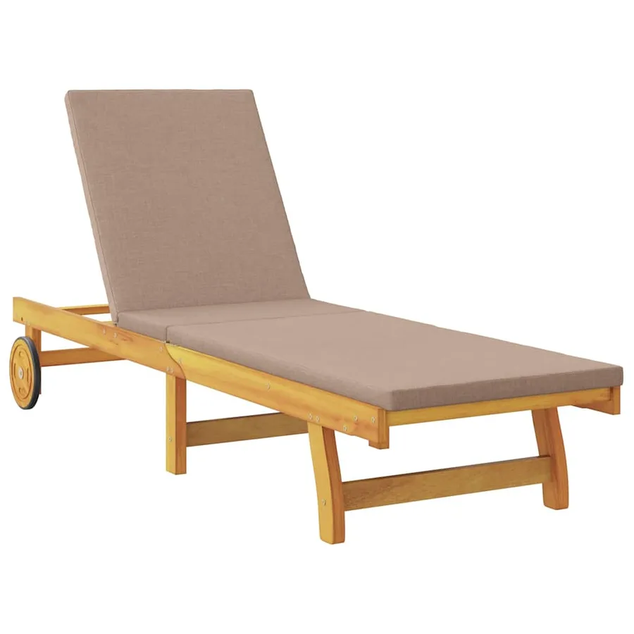 Transat avec coussin Taupe Bois d'Acacia Massif - 4