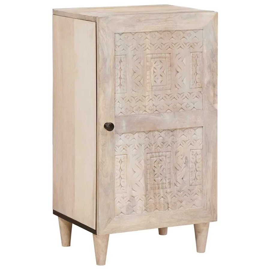 Buffet Blanc Blanchi 40 x 33 x 75 cm Bois de mangue massif