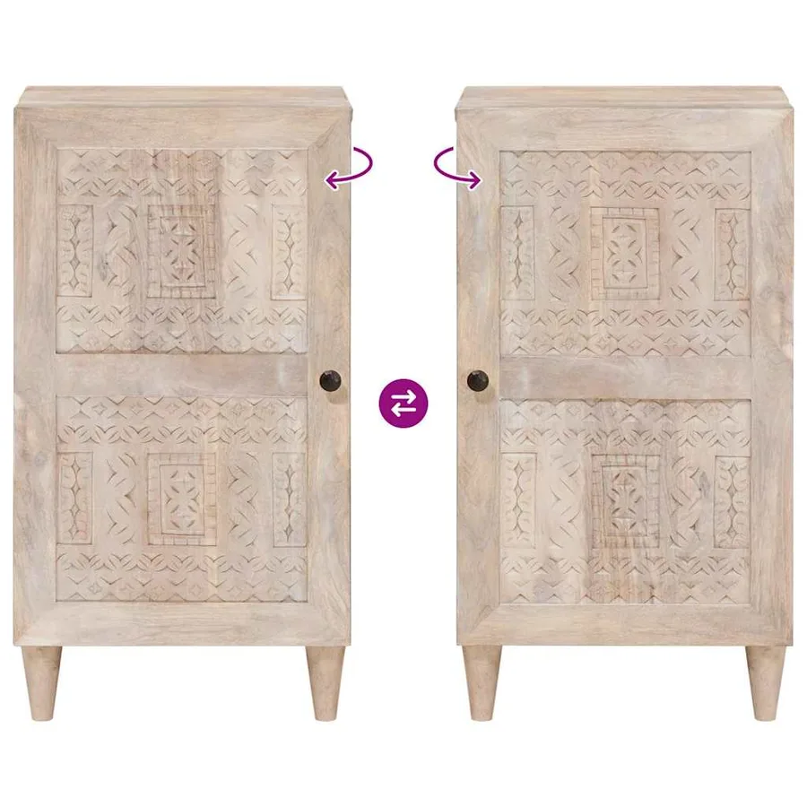 Buffet Blanc Blanchi 40 x 33 x 75 cm Bois de mangue massif - 10