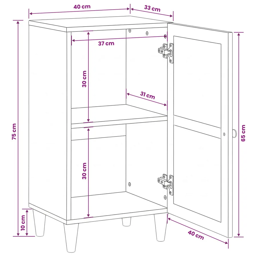 Buffet Blanc Blanchi 40 x 33 x 75 cm Bois de mangue massif - 12
