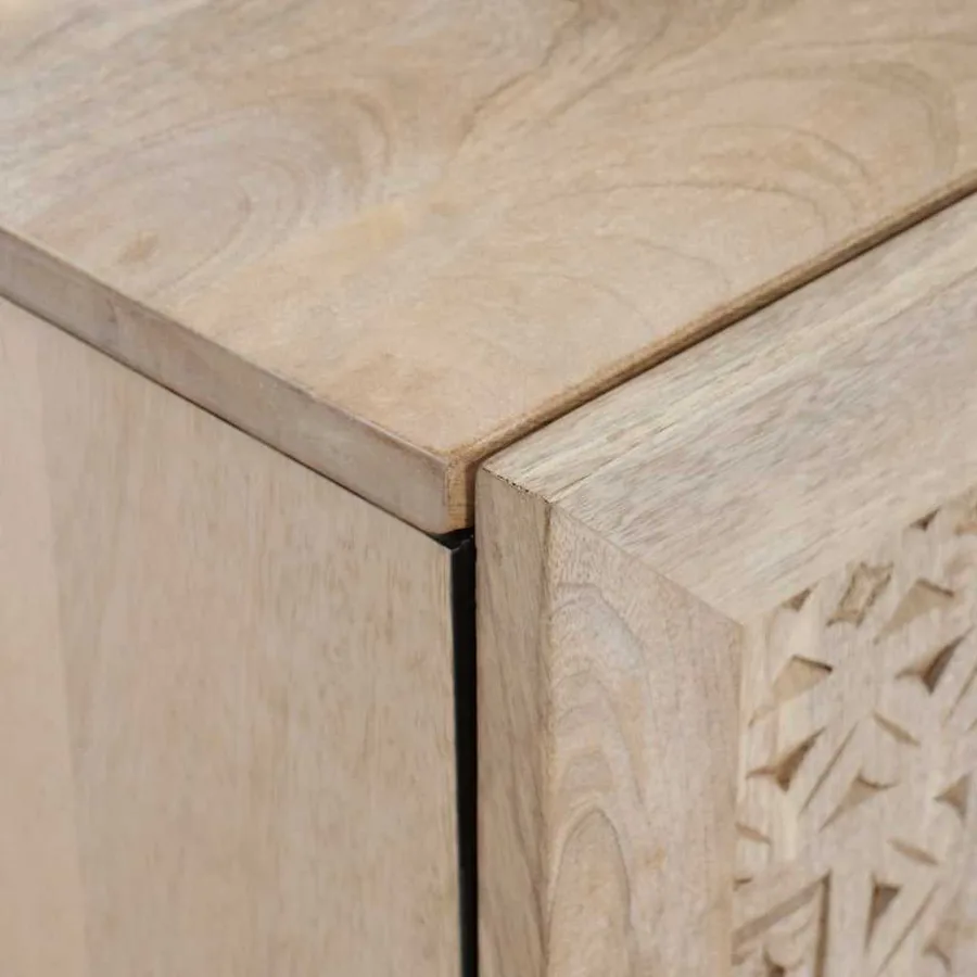 Buffet Blanc Blanchi 40 x 33 x 75 cm Bois de mangue massif - 6