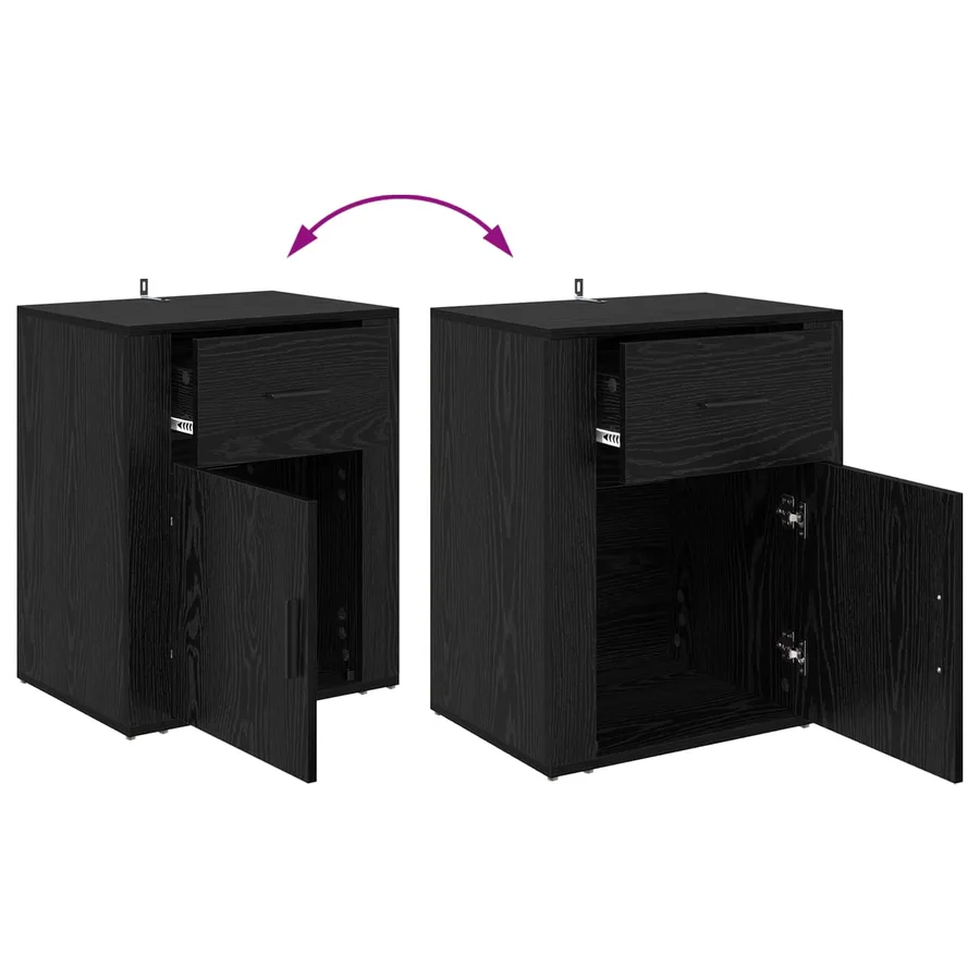 Cabinet de chevet Chêne noir 35 x 50 x 60 cm Bois d'ingénierie - 12