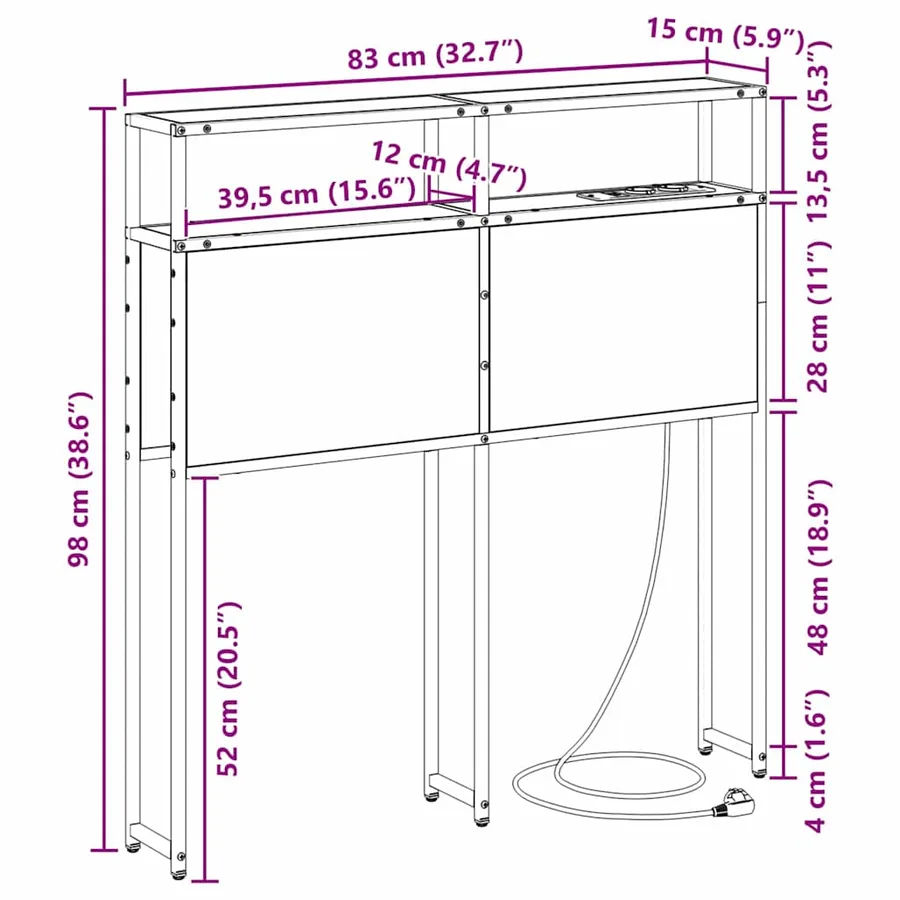 Tête de lit de rangement Chêne marron Bois d'ingénierie - 13