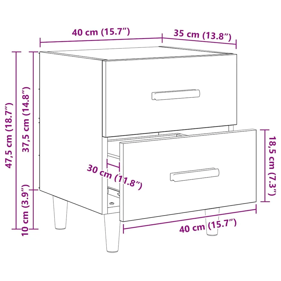 Armoire de lit Chêne artisanal 40 x 35 x 47.5cm - 14