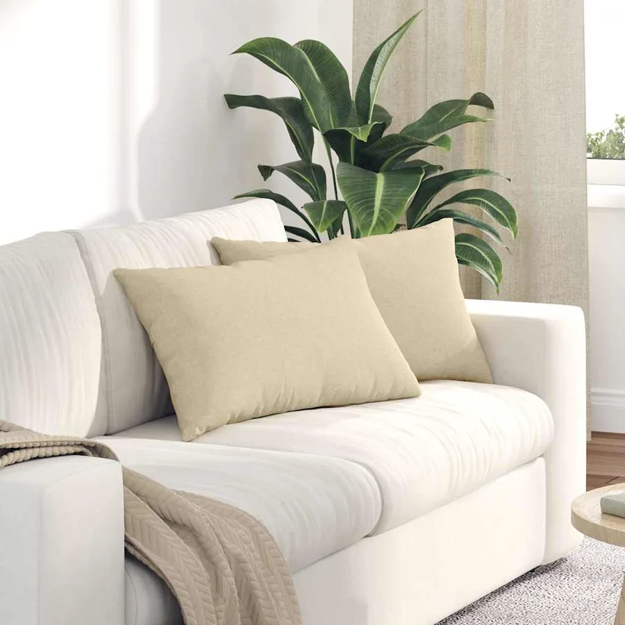 Coussins de canapé 2 pcs Crème 60 x 40 cm tissu