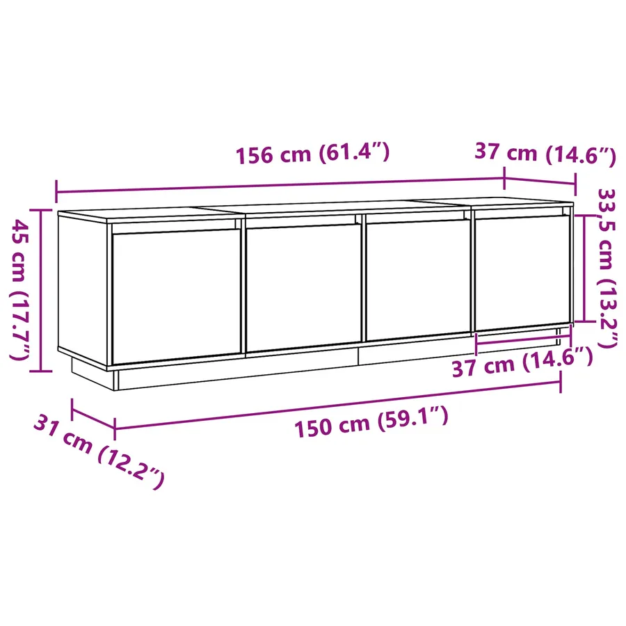 Meuble TV Marron 156 x 37 x 45 cm Bois d'ingénierie - 13