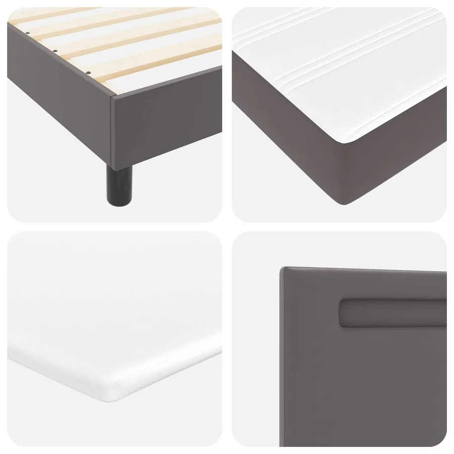 Lit à ressorts avec matelas Gris 90 x 200 cm Simili cuir - 11