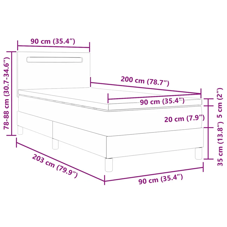Lit à ressorts avec matelas Gris 90 x 200 cm Simili cuir - 13