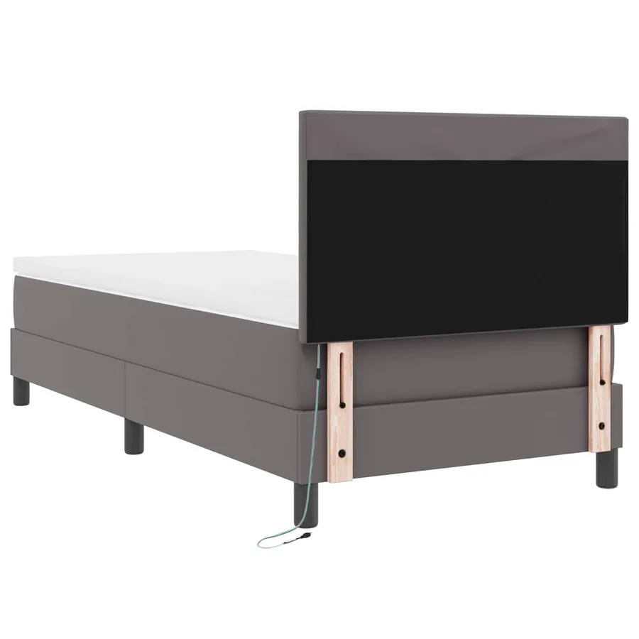 Lit à ressorts avec matelas Gris 90 x 200 cm Simili cuir - 8
