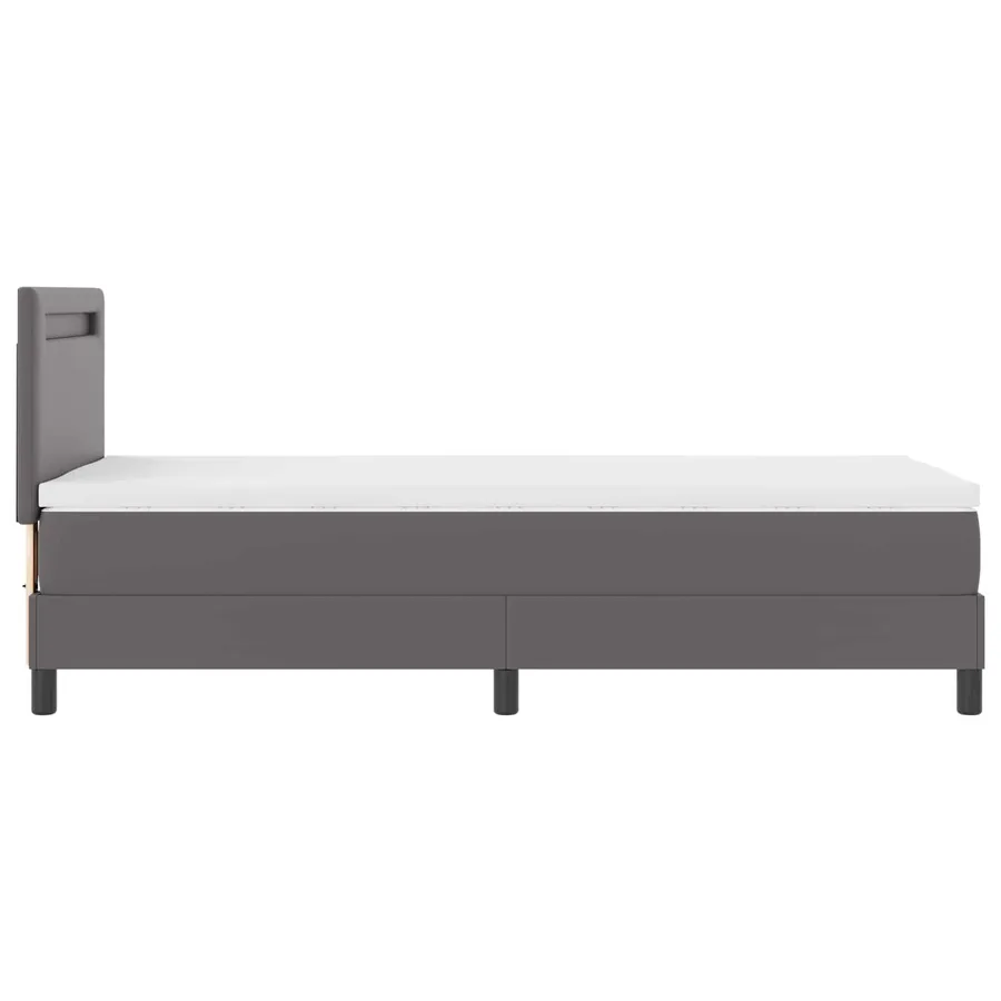Lit à ressorts avec matelas Gris 90 x 200 cm Simili cuir - 9