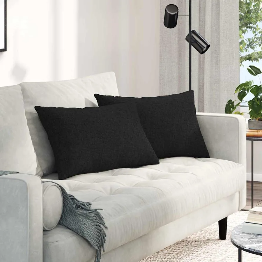 Coussins de canapé 2 pcs Noir 60 x 40 cm tissu